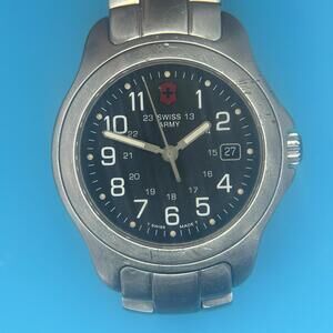 Victorinox Watch Swiss Army Black Dial SS Mens Date